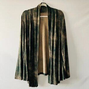 Logo Layers Womens Green Open Front Abstract Textured Knit Cardigan Size Large